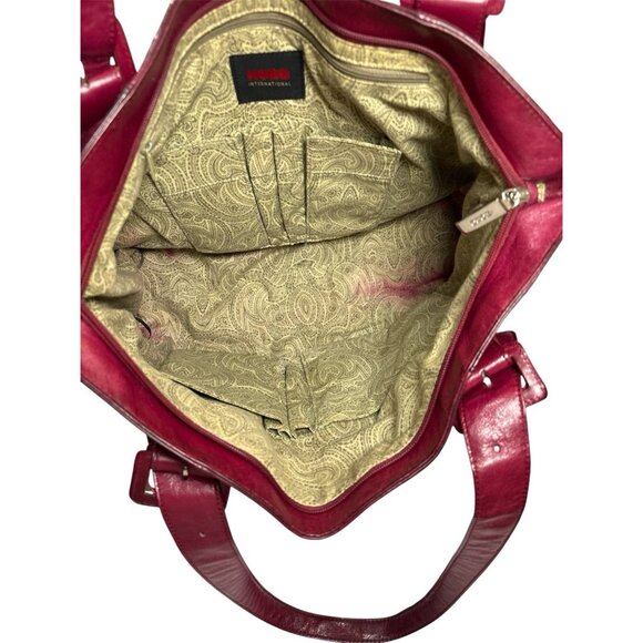 HOBO International Red Leather Dual Strap Zip Shoulder Tote Bag - Picture 10 of 12